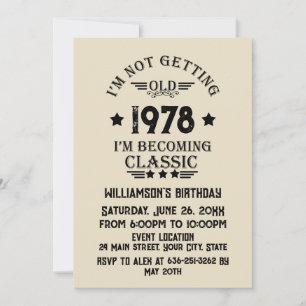 Invitación Fiesta de cumpleaños 45 de vintage personalizada