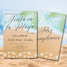 Invitación Fiesta de cumpleaños 45 en la costa de arena de la