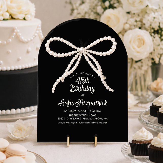 Invitación Fiesta de cumpleaños 45 en negro y blanco con arco (Subido por el creador)