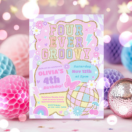 Invitación Fiesta de cumpleaños 4 años Four Ever Groovy Prepp
