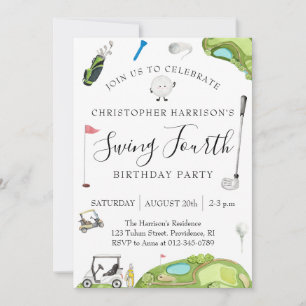 Invitación Fiesta de cumpleaños 4 años niño Tema Golf