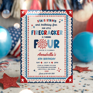 Invitación Fiesta de cumpleaños 4 de julio Pequeña petarda 4