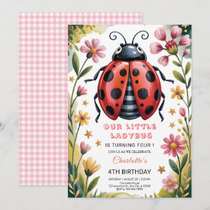 Invitación Fiesta de cumpleaños 4 de Ladybug linda