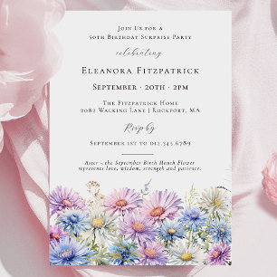 Invitación FIESTA DE CUMPLEAÑOS 50º Flor del mes de nacimient