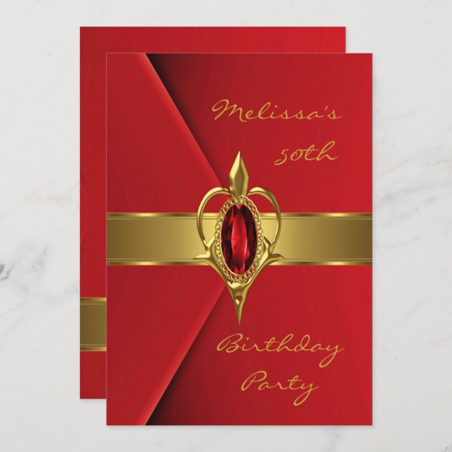 Invitación Fiesta de cumpleaños 50.º oro de la Perla Roja de  (Anverso / Reverso)