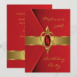 Invitación Fiesta de cumpleaños 50.º oro de la Perla Roja de