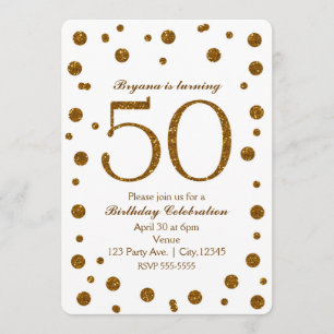Invitación Fiesta de Cumpleaños 50 50 años con Lunares de Pur