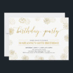 Invitación Fiesta de cumpleaños 50, 60, estilo moderno de oro<br><div class="desc">Celebre su día especial con este elegante diseño de invitación para fiestas de cumpleaños que incluye una hermosa tipografía y patrones de fondo en textura de oro falso.</div>