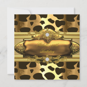 Invitación Fiesta de cumpleaños 50 Animal Print Gold