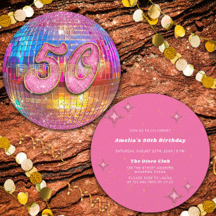 Invitación Fiesta de Cumpleaños 50 Aniversario Bola de Discot