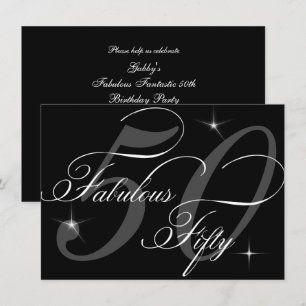 Invitación Fiesta de cumpleaños 50 cincuenta fabuloso negro b