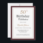 Invitación Fiesta de Cumpleaños 50 Clásico Dorado Borgoña<br><div class="desc">Invitación para Fiesta de Cumpleaños 50 Clásico Dorado Borgoña</div>
