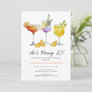Invitación Fiesta de Cumpleaños 50 con Cóctel Divertido 