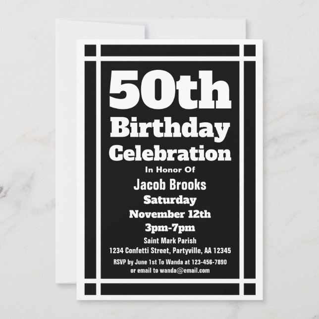 Invitación Fiesta de cumpleaños 50 de Black (Anverso)