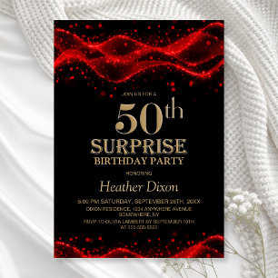 Invitación Fiesta de cumpleaños 50 de Black and Red Surprise
