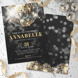 Invitación Fiesta de Cumpleaños 50 de Black Gold Adulto
