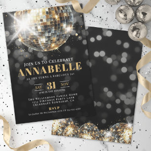 Invitación Fiesta de Cumpleaños 50 de Black Gold Adulto