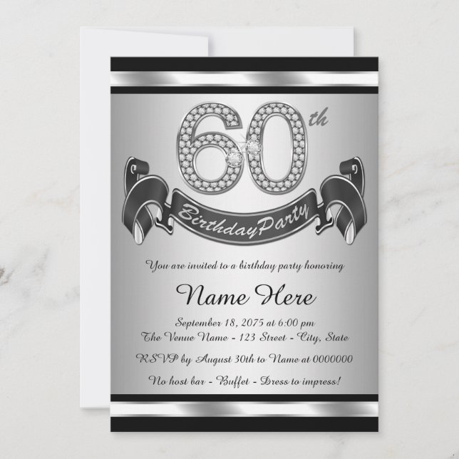 Invitación Fiesta de cumpleaños 50 de Black Silver (Anverso)