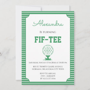 Invitación Fiesta de cumpleaños 50 de Golf Green Stripes