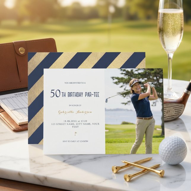 Invitación Fiesta de Cumpleaños 50 de Golf Par-Tee Elegante A (Subido por el creador)
