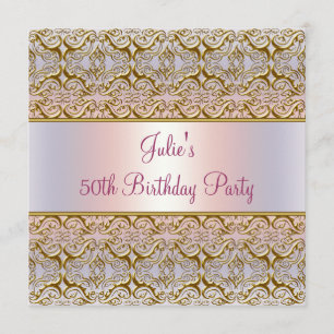 Invitación Fiesta de cumpleaños 50 de mujer de Damasco Rosa P