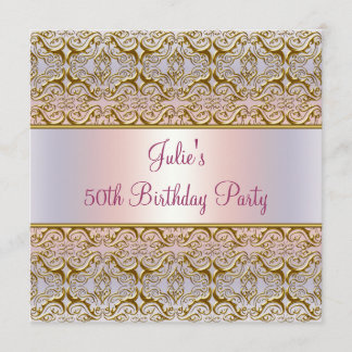 Invitación Fiesta de cumpleaños 50 de mujer de Damasco Rosa P