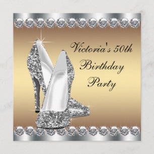 Invitación Fiesta de cumpleaños 50 de mujer de oro