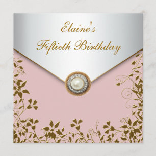 Invitación Fiesta de cumpleaños 50 de mujer oro rosa