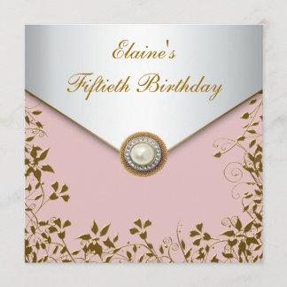 Invitación Fiesta de cumpleaños 50 de mujer oro rosa