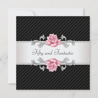 Invitación Fiesta de Cumpleaños 50 de Mujer Rosa