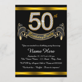 Invitación Fiesta de cumpleaños 50 de Oro Negro