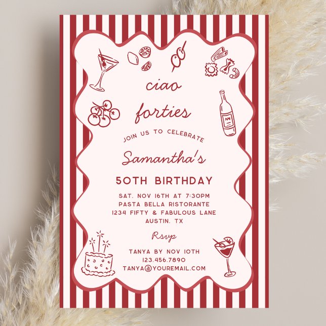 Invitación Fiesta de Cumpleaños 50 de Pasta Italiana de los 4 (Subido por el creador)