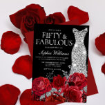 Invitación Fiesta de cumpleaños 50 de Red Roses Diamond Gown<br><div class="desc">Roses Roses Roses Plata Diamante Gown 50th Birthday Party 50 y Fabulous Invitation Ver la colección de correspondencias en Nicho y Nest Store Muchas gracias</div>