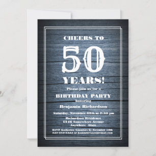 Invitación Fiesta de cumpleaños 50 de Rustic Wood