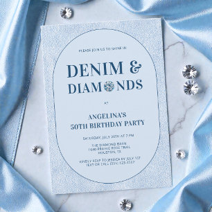 Invitación Fiesta de cumpleaños 50 de vaqueros y diamantes