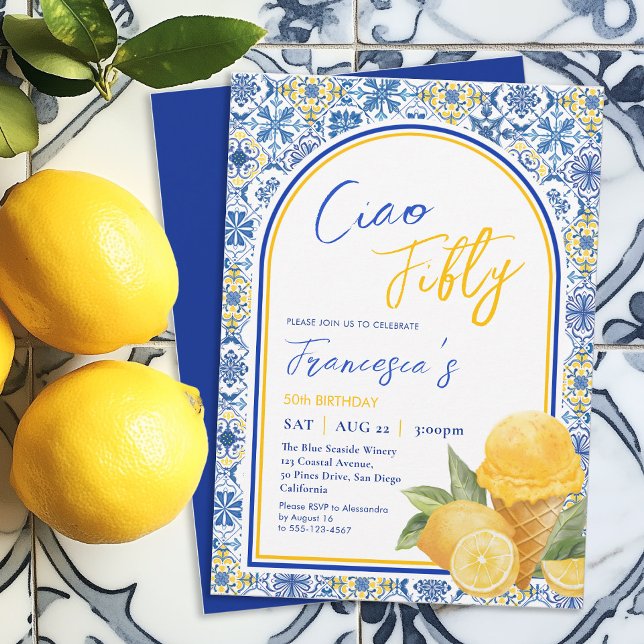 Invitación Fiesta de Cumpleaños 50 de Verano Italiano de Amal (Subido por el creador)