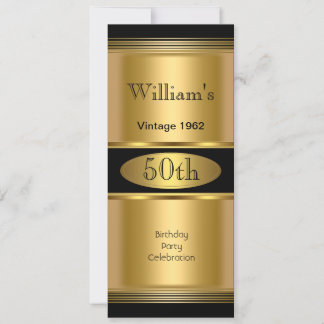 Invitación Fiesta de cumpleaños 50 del hombre dorado negro vi