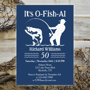 Invitación Fiesta de cumpleaños 50 del hombre es O-fish-al Fi