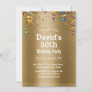 Invitación Fiesta de cumpleaños 50 del oro real