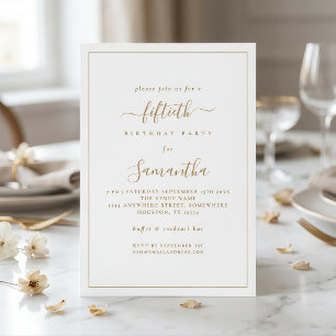 Invitación Fiesta de cumpleaños 50 Elegante con borde de escr