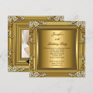 Invitación Fiesta de cumpleaños 50 elegante dorado negro