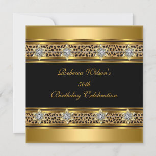 Invitación Fiesta de cumpleaños 50 elegante leopardo negro do