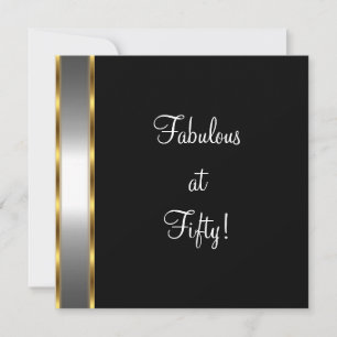 Invitación Fiesta de cumpleaños 50 fabulosa de negro blanco y