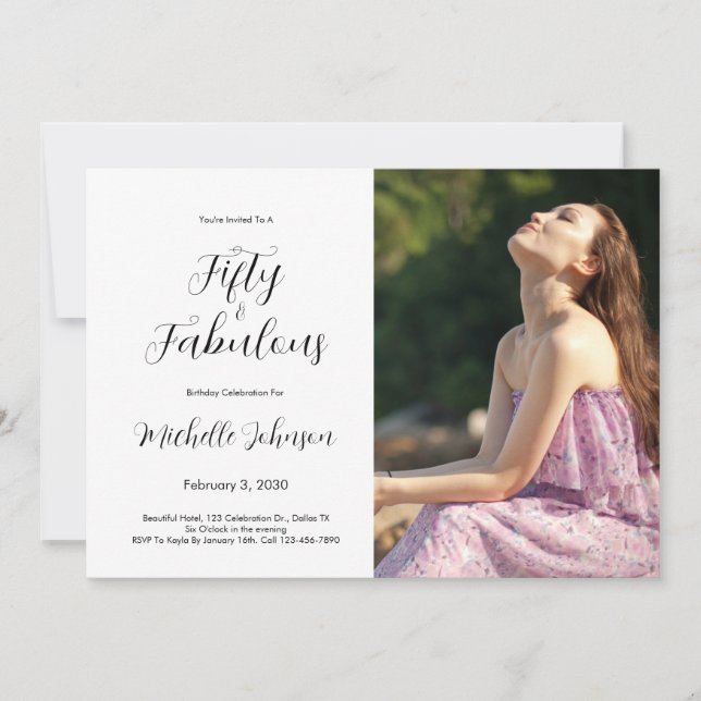 Invitación Fiesta de cumpleaños 50 & Fabuloso (Anverso)