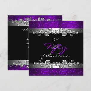 Invitación Fiesta de cumpleaños 50 & Fabuloso 50 Purple
