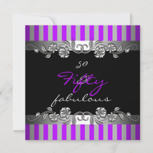 Invitación Fiesta de cumpleaños 50 & fabuloso 50 Purple Strip