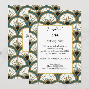 Invitación Fiesta de cumpleaños 50 Geometric Green White Artd