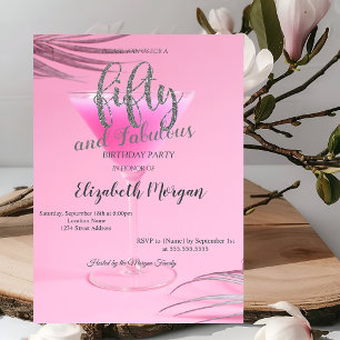 Invitación Fiesta de cumpleaños 50 Glitter Drips Rose Gold