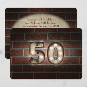 Invitación Fiesta de cumpleaños 50-marquesinas sobre ladrillo