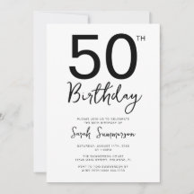 Fiesta de cumpleaños 50 Minimalista Negro Blanco S